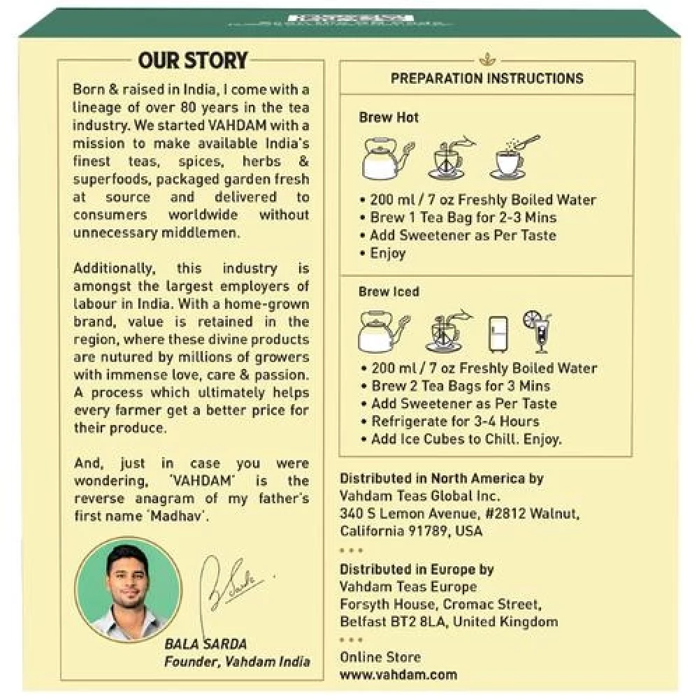 Vahdam  Organic Honey Lemon Green Tea Bags - Refreshing Vitamin C Infused Tea,  30 g (15 Pyramid Bags x 2 g each) -2.webp